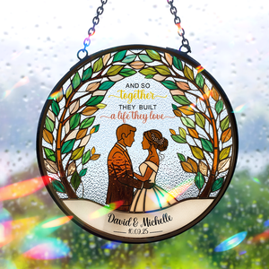 Newlywed Couple Stained Glass - Personalized Gifts For Couple 01PGLU160825 - Ornament - GoDuckee