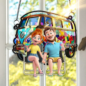 Couple With Colorful Motorized RV Suncatcher - Personalized Gifts For Couple 01TGLU140725 - Ornament - GoDuckee