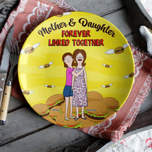 Personalized Gift For Mom Ceramic Round Plate Mother's Day Mom And Daughter 04XQMH140325HG - Ceramic Round Plate - GoDuckee