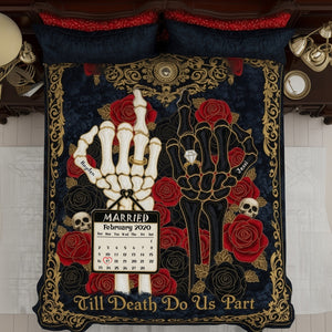 Gothic Wedding Skeleton Quilt Bedding Set Special Line - Gifts For Couple 01TGLU220725 - Blanket - GoDuckee