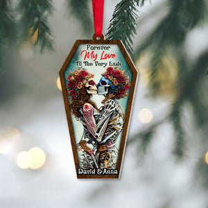 Forever My Love Til The Very Ends, Personalized Skull Couple Ornament, Gift For Couple - Ornament - GoDuckee