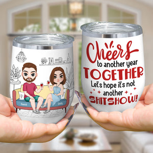 Cheers To Another Year Together, Personalized Funny Couple Wine Tumbler, Gift For Loved One - Wine Tumbler - GoDuckee