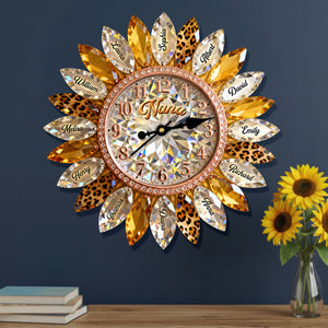 Sunflower Family Acrylic Hanging Wall Clock – Personalized Gifts For Grandma 02naqn221225 - Hanging Wall Clock - GoDuckee