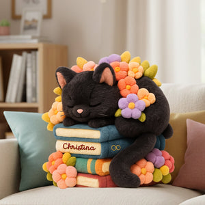 Cat With Books Custom Shaped Pillow - Personalized Gifts For Book Lover 05namg031225 - Pillow - GoDuckee