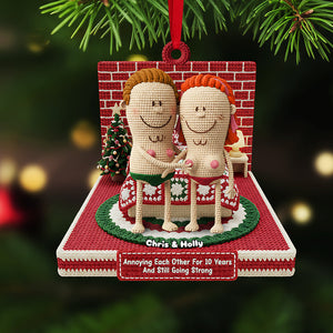 Personalized Gifts For Christmas, Knitting Funny Couple Acrylic Ornament 02nata241025 - Ornament - GoDuckee