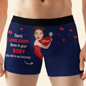 Funny Girlfriend Love Every Bone In Your Body, Men Boxer Briefs Upload Face Photo, Gift For Him - Boxer Briefs - GoDuckee
