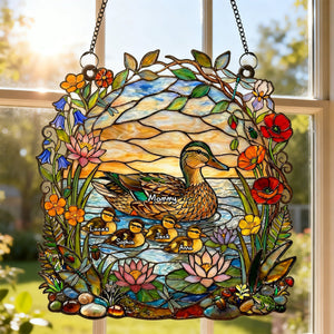 Ducky Mom Suncatcher Ornament - Personalized Gifts For Mom 04TYTN260226 - Ornament - GoDuckee