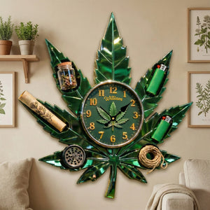 Weed Leaf Hanging Wall Clock - Personalized Gifts For Stoners 02tgmg291225 - Hanging Wall Clock - GoDuckee