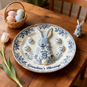 Grandma's Blessing Round Plate - Personalized Easter's Day Gift For Grandma 01NALU040226 - Ceramic Round Plate - GoDuckee