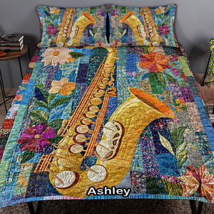 Vibrant Saxophone in Bloom, Personalized Gifts For Saxophone Lovers Quilt Bed Set 04QNQN311224 - Blanket - GoDuckee