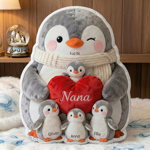 Penguin Mom Pillow - Personalized Gifts For Mom 01NADT020326 - Pillow - GoDuckee