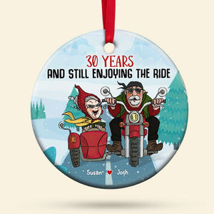 Still Enjoying The Ride, Couple Gift, Personalized Ceramic Ornament, Old Couple Biker Ornament, Christmas Gift 01NAHN160923 - Ornament - GoDuckee