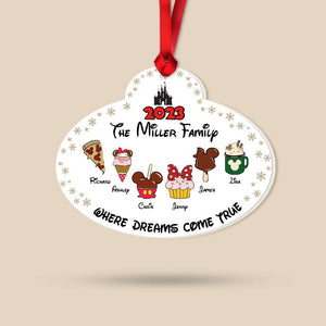 Where Dreams Come True, Gift For Family, Personalized Acrylic Ornament, Cartoon Family Snack Ornament, Christmas Gift 02NAHN311023 - Ornament - GoDuckee