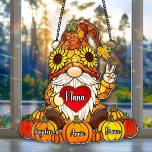 Cute Pumpkin Gnome Suncatcher - Personalized Gifts For Grandma 07NALU150725 - Ornament - GoDuckee