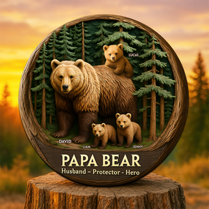 Papa Bear Plaque - Personalized Gifts For Dad 04qhpu140525 - Shaped Plaques - GoDuckee