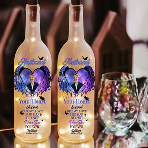 Personalized Memorial Gift For Heavenly Husband Bottle Lamp Custom Photo 02XQLU220225 - Bottle Lamp - GoDuckee