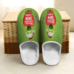 You Make My Heart Grow 3 Sizes 03HUPU171123 Personalized Home Slippers, Gifts For Him Gifts For Her - Shoes - GoDuckee