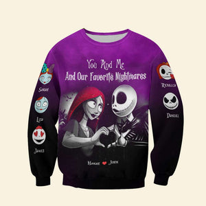 You And Me And Our Favorite Nightmares, Couple Gifts, Personalized Shirt, Horror Kids Shirt, Halloween Gift 01OHHN230923 - AOP Products - GoDuckee