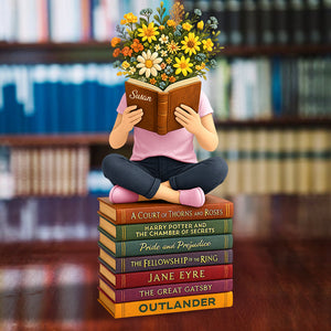Flower Girl Book Lover Acrylic Plaque Personalized Gifts For Book Lovers 05NADT310525 - Shaped Plaques - GoDuckee