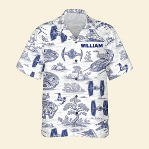 Galactic Toile Hawaiian Shirt - Personalized Gifts For Galaxy Lovers 02naqn040725 - Hawaiian Shirts - GoDuckee