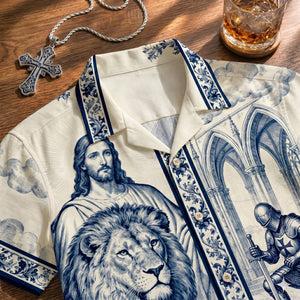 Faithful Knight Toile de Jouy Hawaiian Shirt - Personalized Gifts For Christian 02HULU170626 - Hawaiian Shirts - GoDuckee