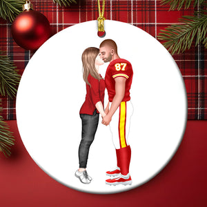 Football Couple 05acqn301023 Ceramic Circle Ornament - Ornament - GoDuckee