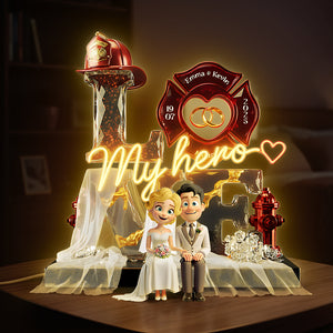 Firefighter Wedding Couple Acrylic Light Box - Personalized Gift For Couples 03PATA091225 - Light Box - GoDuckee