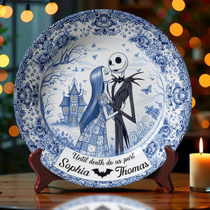 Spooky Couple Ceramic Round Plate - Personalized Gifts For Couple 05ohqn160725 - Ceramic Round Plate - GoDuckee