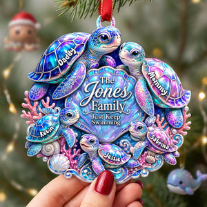 Turtle Family Ornament – Personalized Christmas Gifts For Family 03huta270826