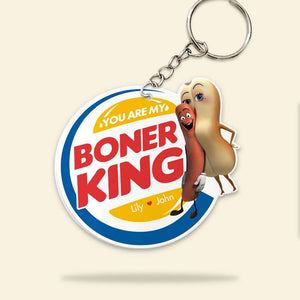 You're My Boner King, Gift For Him, Personalized Keychain, Naughty Sausage Couple Keychain, Couple Gift 03QHHN080823 - Keychains - GoDuckee