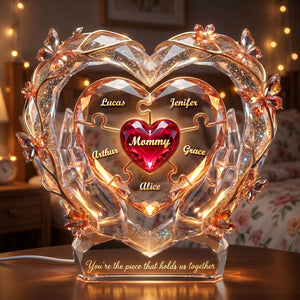 Mommy Pieces of Heart Lightbox Personalized Gifts For Mom 01PADH240426 - Light Box - GoDuckee