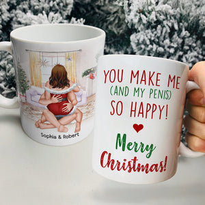 You Make Me And My Penis So Happy! Merry Christmas! Personalized Coffee Mug- Gift For Him/ Gift For Her- Christmas Gift- Couple Coffee Mug - Coffee Mug - GoDuckee