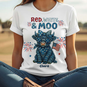 Highland Cow Freedom Shirt - Personalized Gifts For 4th Of July 04NADT190625 - AOP Products - GoDuckee