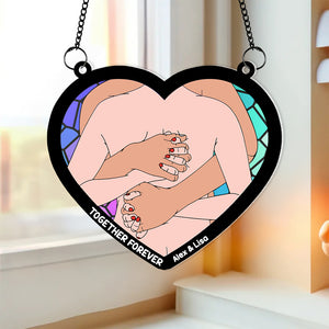 Personalized Gifts For Couple Suncatcher Window Hanging Ornament 031OHMH050624 - Ornaments - GoDuckee