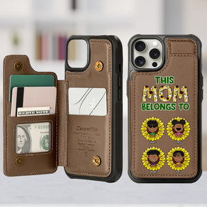 Personalized Leather Flip Wallet Phone Case For Mom, Adorable Sunflower Kids 02XQLU190225HH - Phone Case - GoDuckee