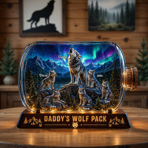 Wolf Dad and Kids Acrylic Plaque - Personalized Gifts For Dad 04tolu280426 - Shaped Plaques - GoDuckee