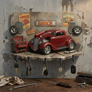Vintage Car Garage Key Hanger - Personalized Gifts For Car Lovers 01KIQN130126 - Key Hanger - GoDuckee