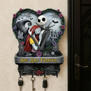 Romantic Skull Couple Personalized Gifts For Couple Key Hanger 03qhtn230525 - Wood Sign - GoDuckee