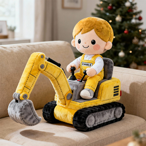 Cute Kid Operate Excavator Custom Shape Pillow - Personalized Gifts For Kid 06QHDT081125 - Pillow - GoDuckee