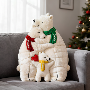Ice Bear Family Hugging Pillow, Personalized Gifts For Family 03qhdt081125 - Pillow - GoDuckee