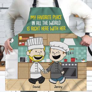 Personalized Gifts For Chef Couple Aprons 01xqtn130125hg My Favorite Place Is Right Here With You - Aprons - GoDuckee