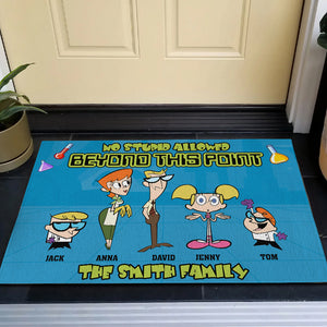 Personalized Gifts For Family Doormat No Stupid Allowed Beyond This Point 04KATN160124 Cartoon Family - Doormats - GoDuckee