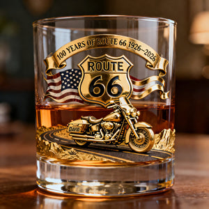 100 Years Of Route Personalized Gifts For Bikers 11oz Round Glass 03natn040226 - Glass - GoDuckee