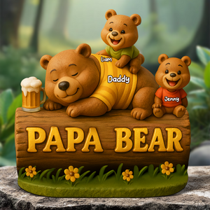 Papa Bear Plaque - Personalized Gifts For Dad 03topu030525 - Shaped Plaques - GoDuckee