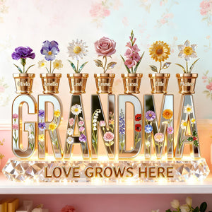 Birthmonth Flowers Kids Acrylic Plaque - Personalized Gifts For Grandma, Mom Plaque 01KIDT060226 - Shaped Plaques - GoDuckee