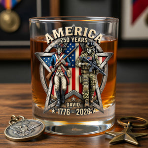 Fierce American Veteran Celebrated America 250th Anniversary Drinking Glass - Personalized Gifts For Veterans 01toqn080626 - Glass - GoDuckee