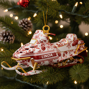 Snowmobile Toile de Jouy Ornament - Personalized Christmas Gifts 01PGDT151025 - Ornament - GoDuckee