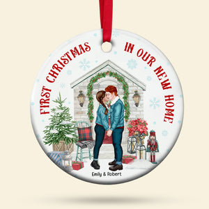 Couple Our First Christmas In Our New Home, Personalized Ceramic Ornament, Gift For Him/Her - Ornament - GoDuckee