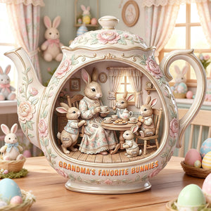 Easter Grandma's Cozy Bunny Tea Party – Personalized Gifts For Grandma 03natn250226 - Shaped Plaques - GoDuckee
