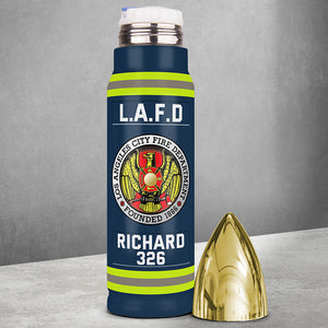 Fire Department Bullet Tumbler - Custom Fire Station Logo Gifts For Firefighter With Name, Number Tag 02qhqn121224 - Tumbler Cup - GoDuckee